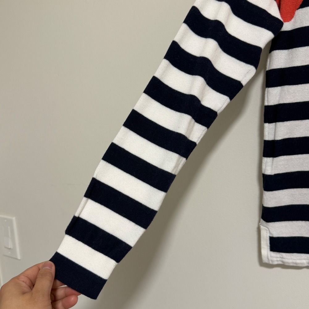 Tommy Bahama Hibiscus Floral Striped Sweater Womens S Navy Blue White Nautical - Picture 5 of 10